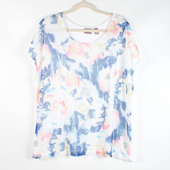 Chico's Blouse - Shiny Sequin Front - Pastel - Size 3 - XL - Picture 1 of 8